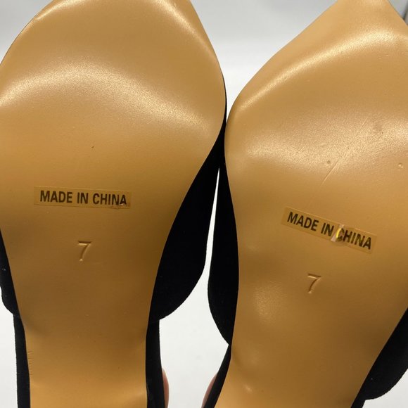 XYD Black Pointy Toe Kitten Heel Mules - Picture 9 of 10